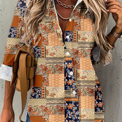 Boho Patchwork Print Button Up Blouse