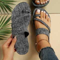 Women's Flat Sandals Slip On Open Toe Lightweight Loop Slides Shoes