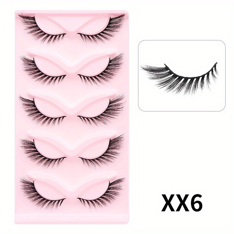 5/10 Pairs Cat Eye False Eyelashes Natural Curling Fluffy Fox Eye Long