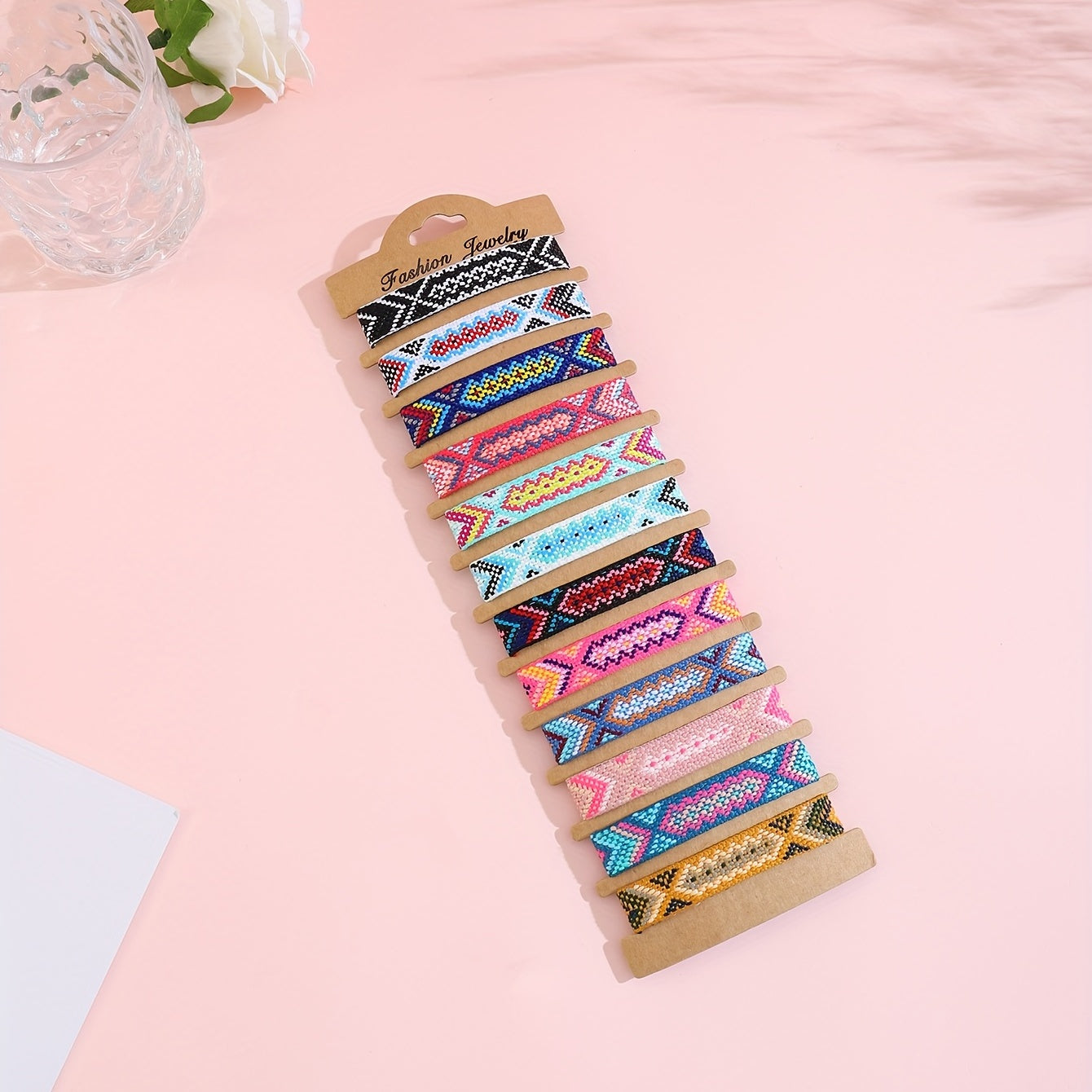 12pcs Bohemian Tassel Decor String Bracelet For Women