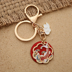 Chinese Style Alloy Koi Keychain Pendant Creative Couple Key Chain
