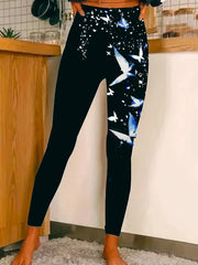 Butterfly Print Skinny Leggings Sporty Yoga Leggings