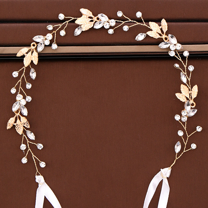 Bridal Pearl Leaves Headband Hair Accessory For Bride