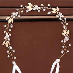 Bridal Pearl Leaves Headband Hair Accessory For Bride