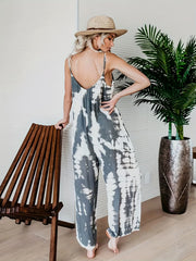 Tie Dye Wide Leg Cami Jumpsuit Boho Sleeveless Jumpsuit