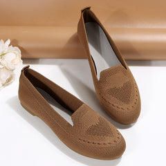 Women's Breathable Knitted Slip On Flats Lightweight Walking Shoes
