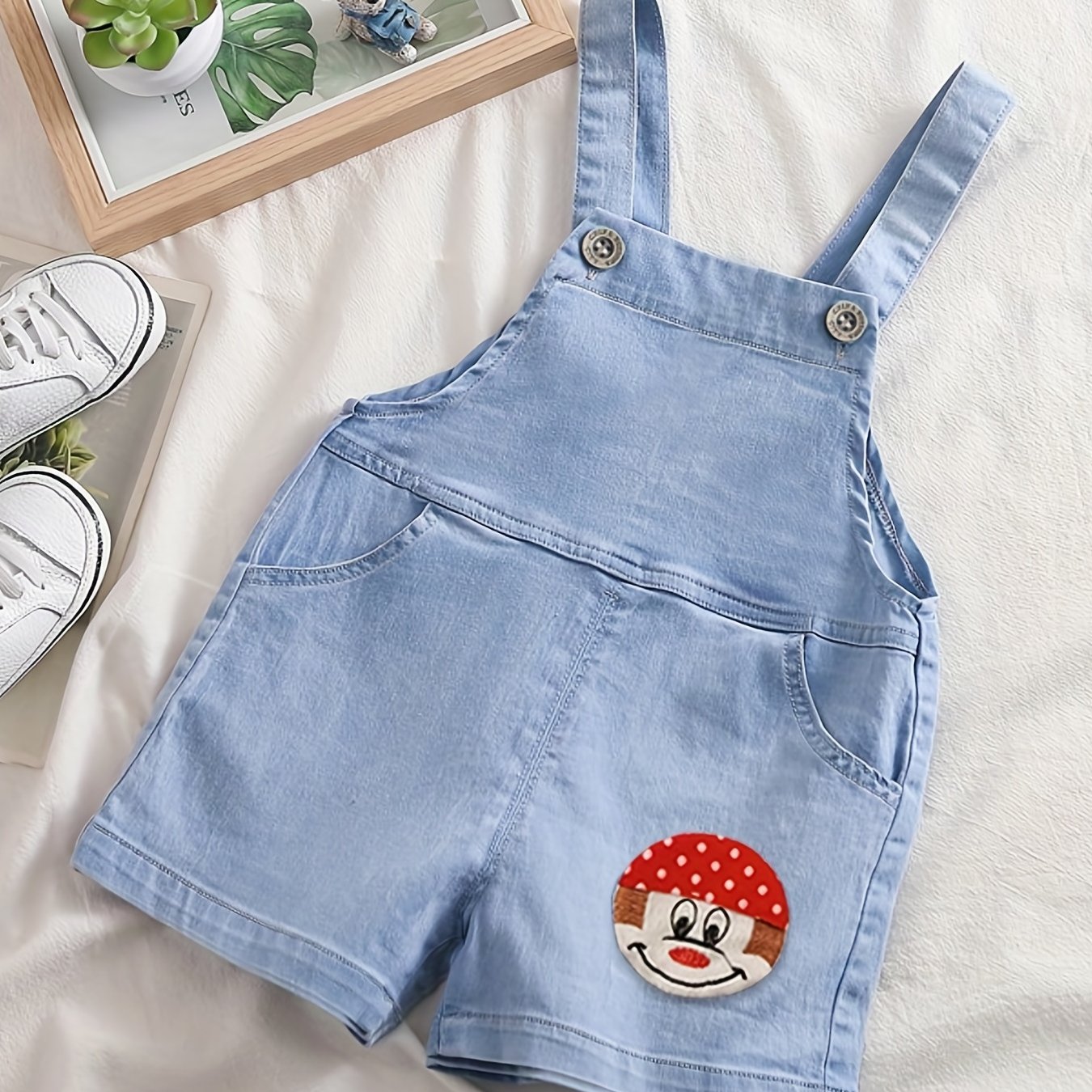 Cartoon Baby Boy Denim Overalls Suspender Shorts