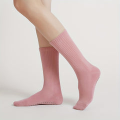 Mid Calf Yoga Socks Anti skid Breathable Sweat Absorption Gripper Socks