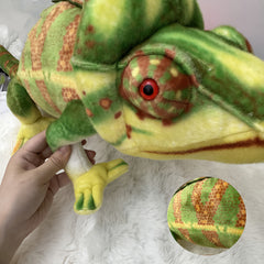 Realistic Chameleon Plush Toy Green & Orange Lizard Stuffed Animal