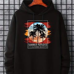 Men's Palm Tree Graphic Hoodie Drawstring Hooded Sweatshirt