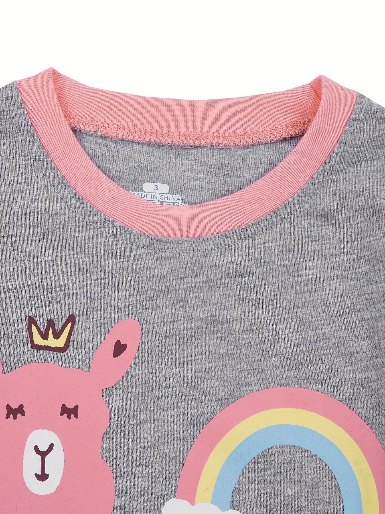 2pcs Toddler Girls Alpaca & Rainbow Graphic Pajama Set