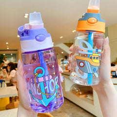 480ml Cleanable Water Bottle With Silicone Straw Leakproof Water Cup