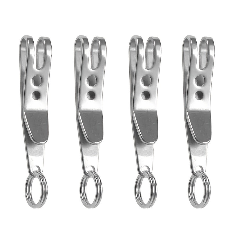 Stainless Steel Pocket Clip with Snap for Outdoor Camping & Hiking