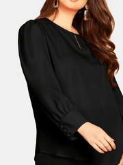 Lantern Sleeve Blouse Women's Casual Solid Blouse
