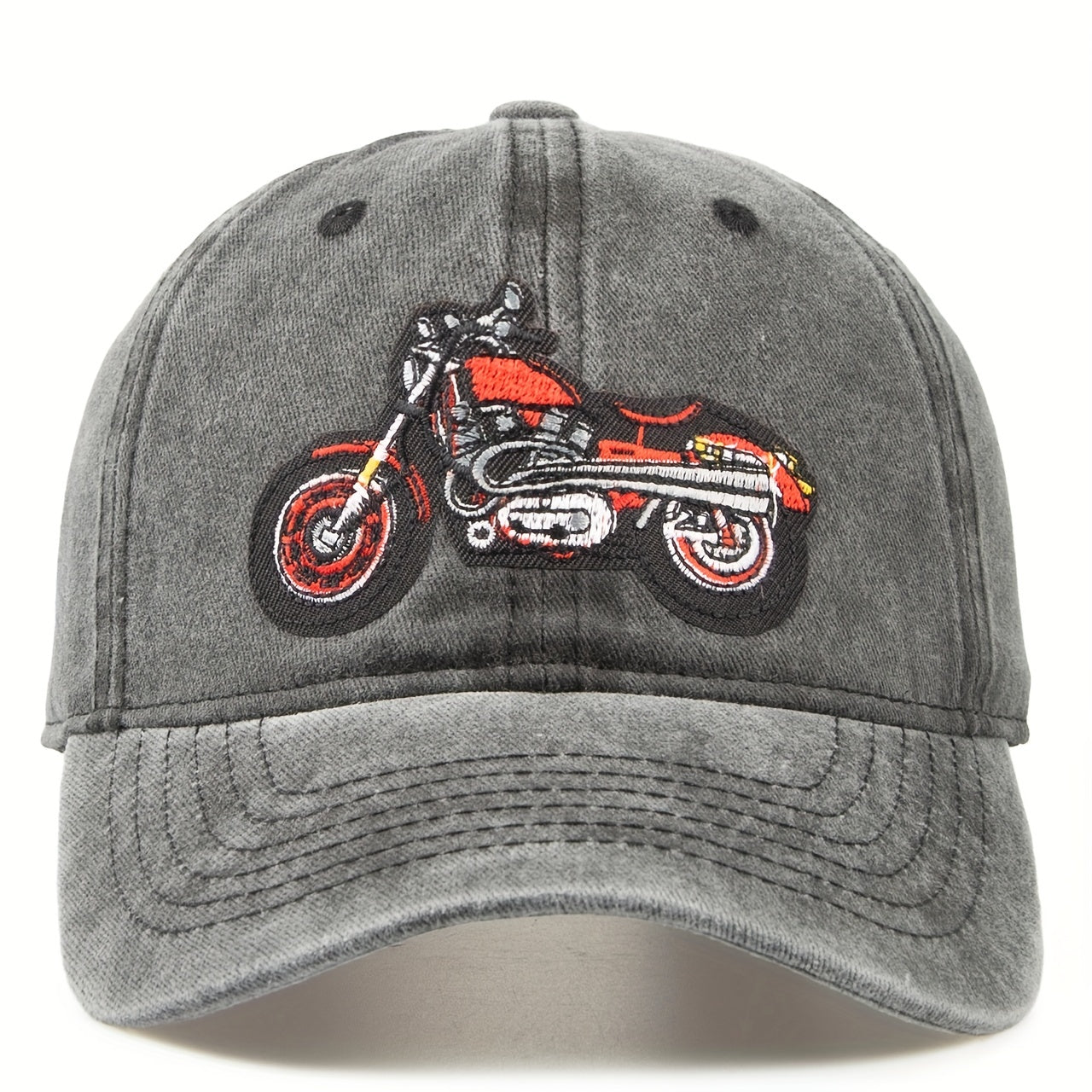 Fashionable Embroidered Motorcycle Cap Retro Baseball Sunshade Bucket