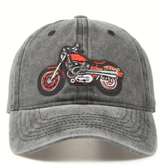 Fashionable Embroidered Motorcycle Cap Retro Baseball Sunshade Bucket