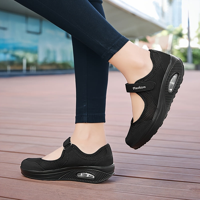 Women's Hook & Loop Fastener Backless Walking Shoes Breathable Sneakers