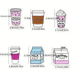 Cartoon Milk Tea and Coffee Cup Brooch Pin for Backpacks Clothing and Hats