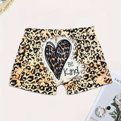 Sexy Shorts Women's Plus Slogan & Leopard Print