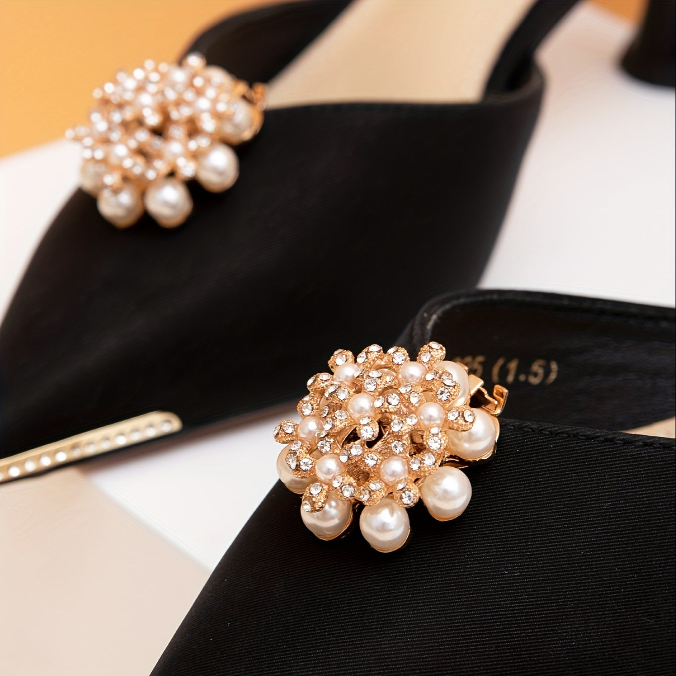 Faux Pearl & Rhinestone Shoe Buckles For Wedding High Heels