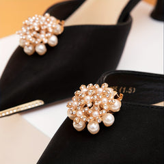 Faux Pearl & Rhinestone Shoe Buckles For Wedding High Heels