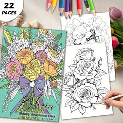 Flower Painting Coloring Book Perfect Gift for Adults Various Festivals