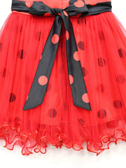 Girls' Ladybug Costume Polka Dot Sleeveless TuTu Dress Halloween Party Outfit