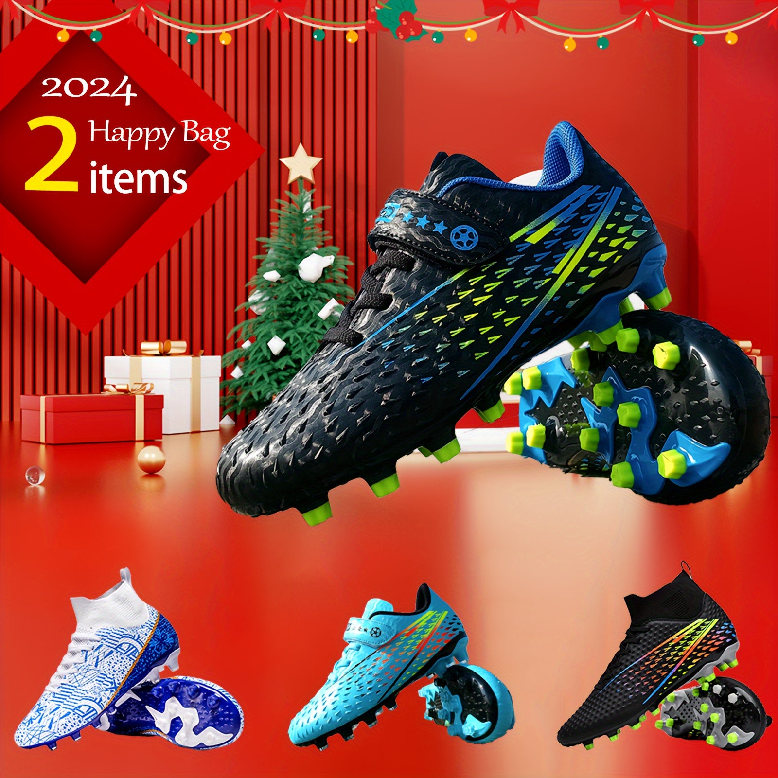 2pcs Boy's Non Slip Football Cleat With Spikes - Outdoor Soccer Cleats