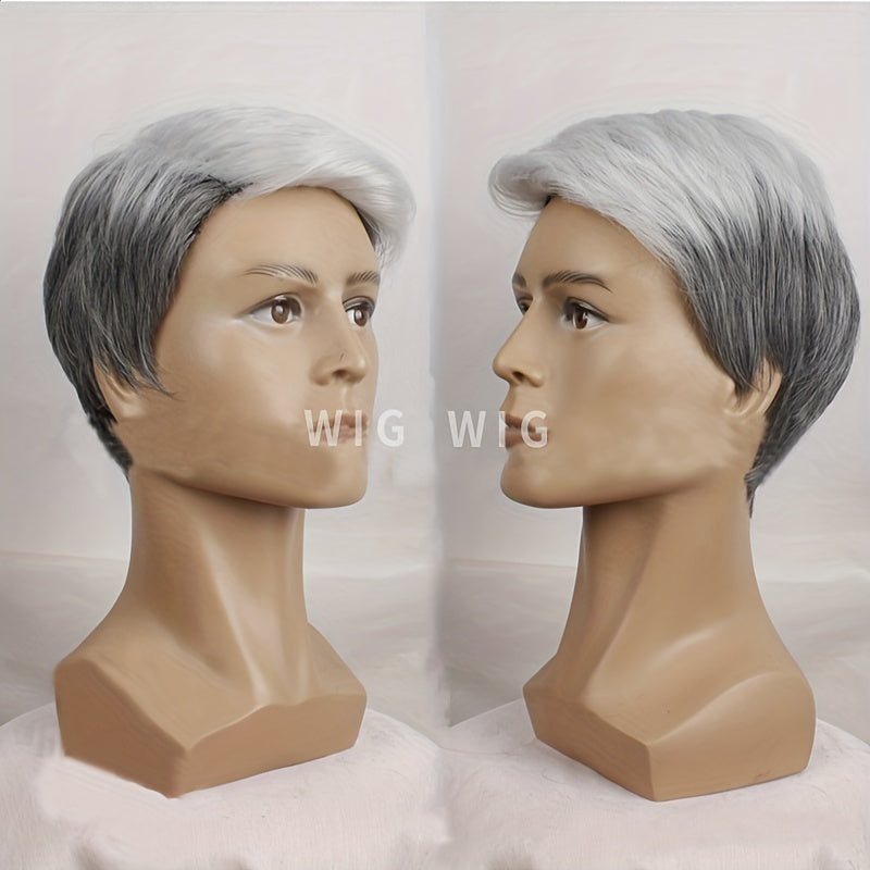 Men's Gray Short Wig Easy Wear Natural Look