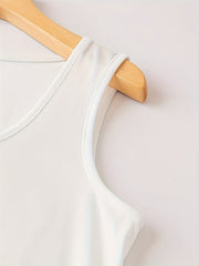 Women's Solid Crew Neck Tank Top Sleeveless Summer Casual
