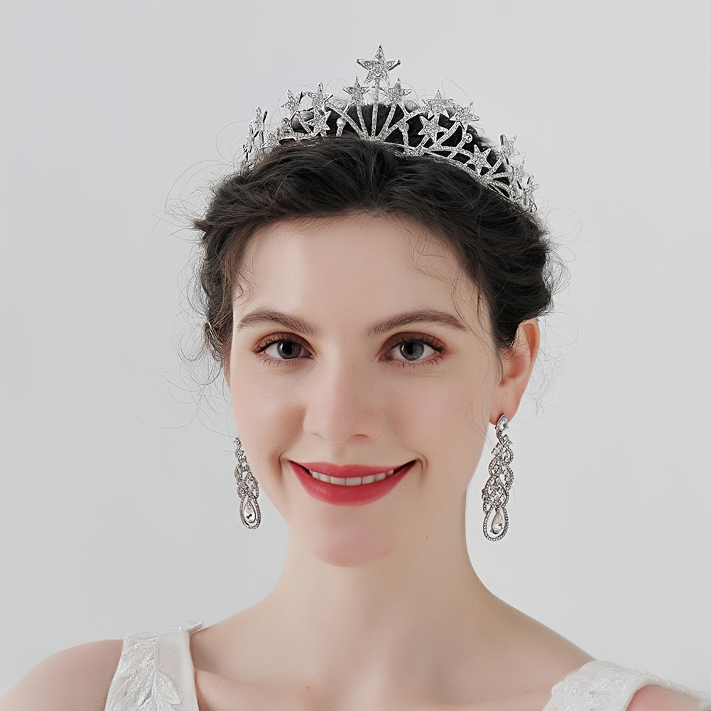 Star Headband Rhinestone Star Crown Bridal Princess Headpiece