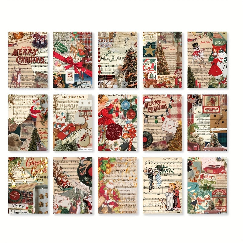 30 Pcs Christmas Paper Retro Decoration Collage 9.3x9.5In Notebook Journal