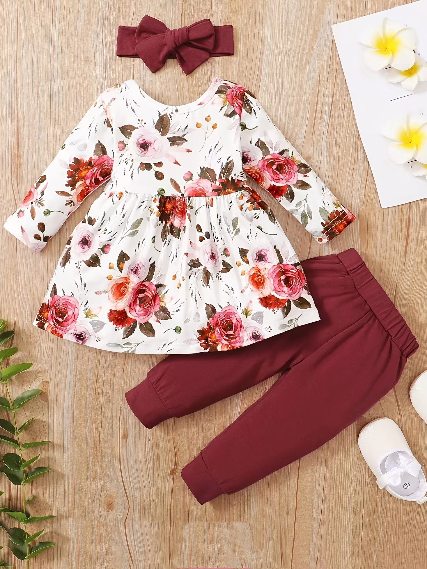 Baby Girls Floral Dress Set for Autumn/Spring
