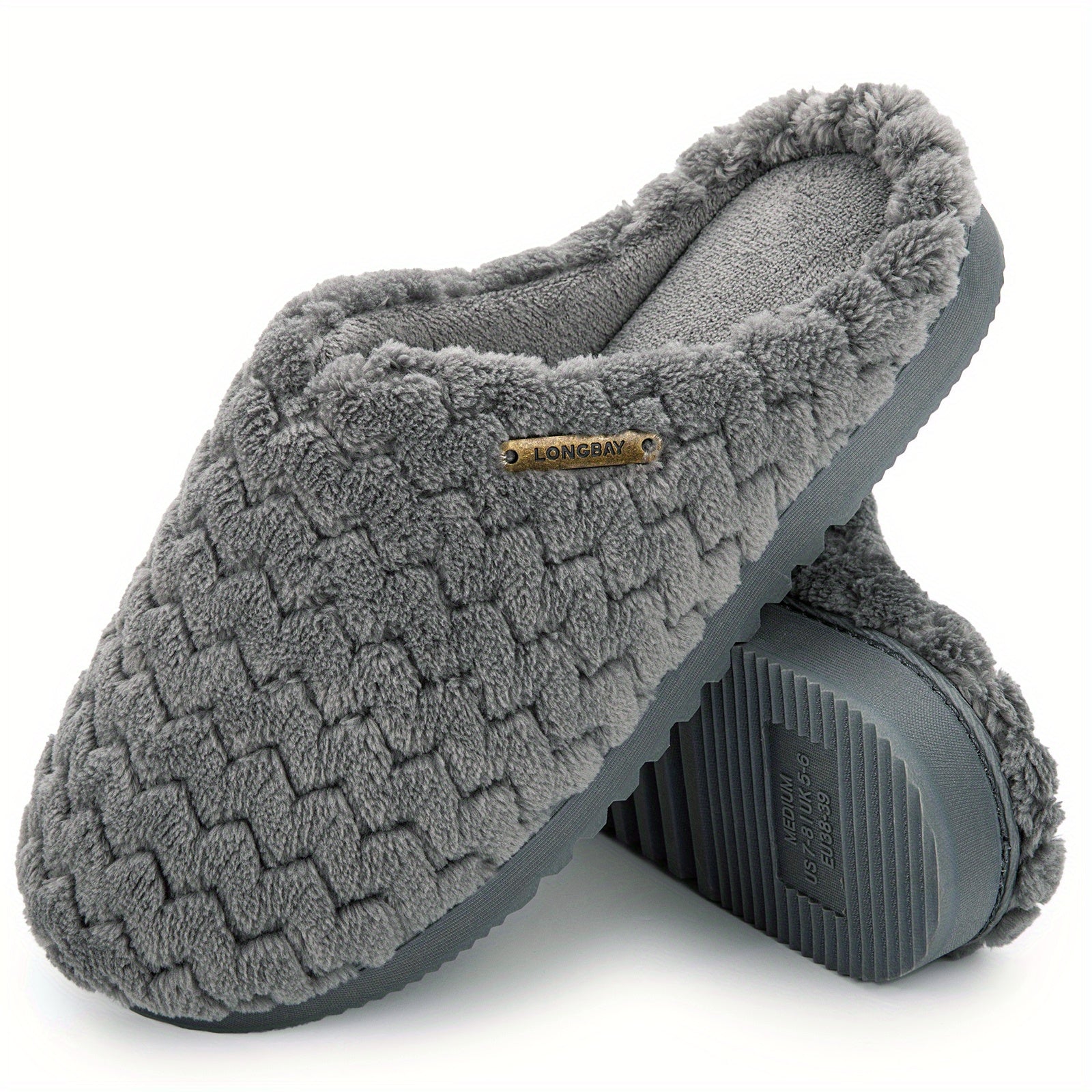 Women's Plush Lined Slippers Closed Toe Slip On Home Shoes