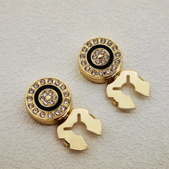2pcs Rhinestone Button Covers Golden Tone for Men & Women