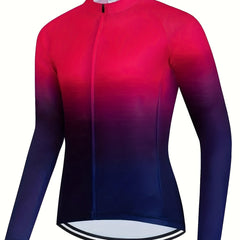 Men's Cycling Jersey Gradient Quick Dry Long Sleeve Shirt