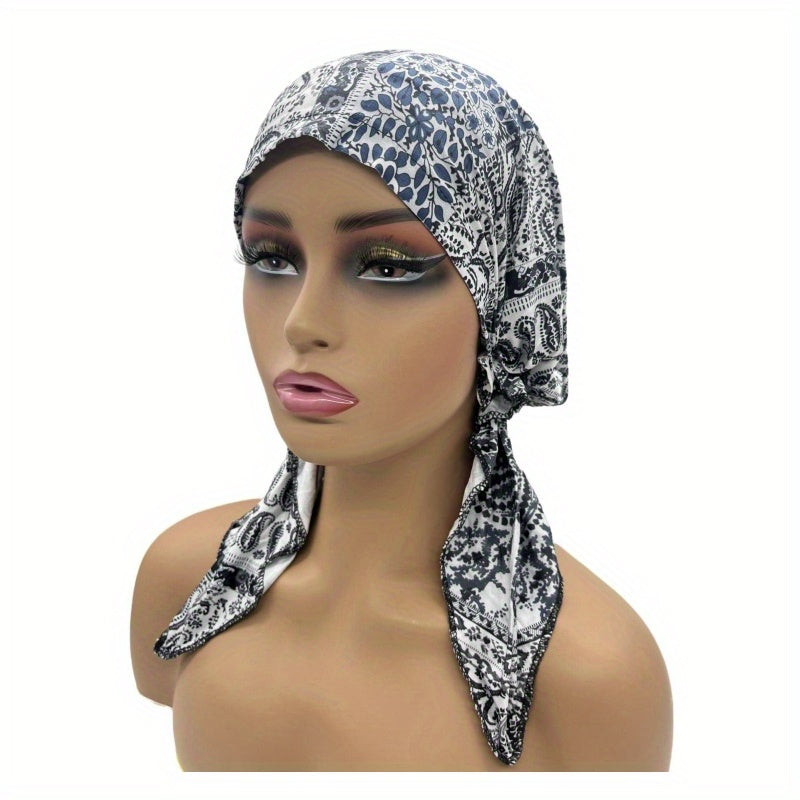 Paisley Print Turban Cap Elastic Head Scarf Lightweight Hijab Hats for Women
