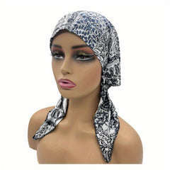 Paisley Print Turban Cap Elastic Head Scarf Lightweight Hijab Hats for Women
