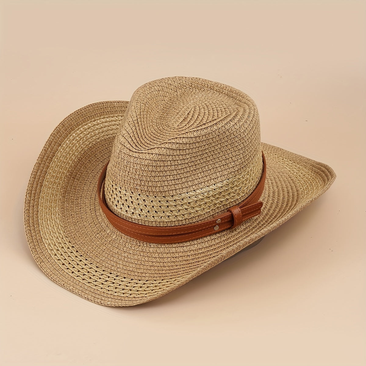 Straw Cowboy Hat Boho Jazz Sun Hat Unisex Western Cowgirl Hat