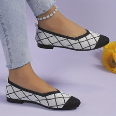 Women's Argyle Pattern Cap Toe Ballet Flats