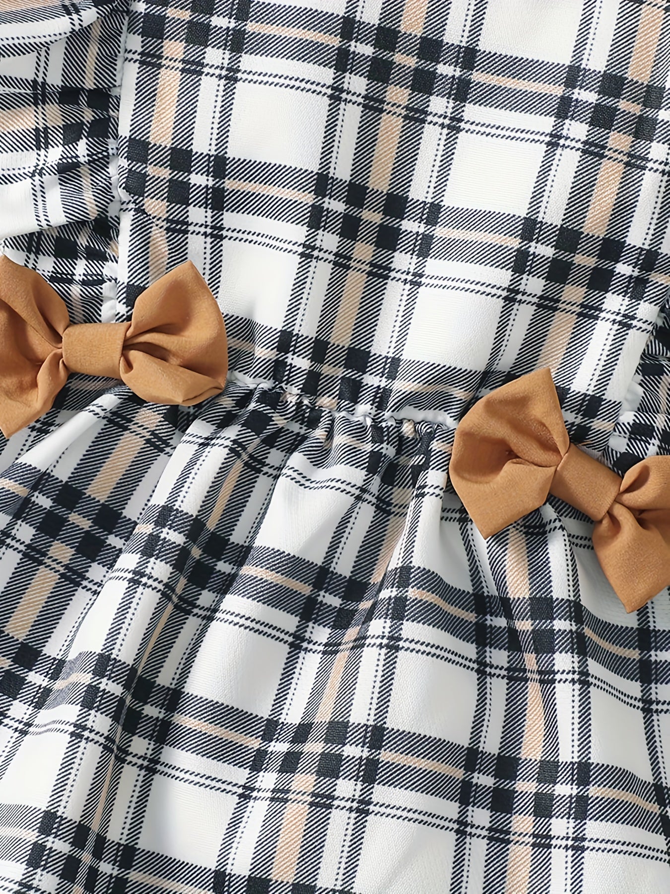 Plaid Casual Long Sleeved Dress for Baby Girls