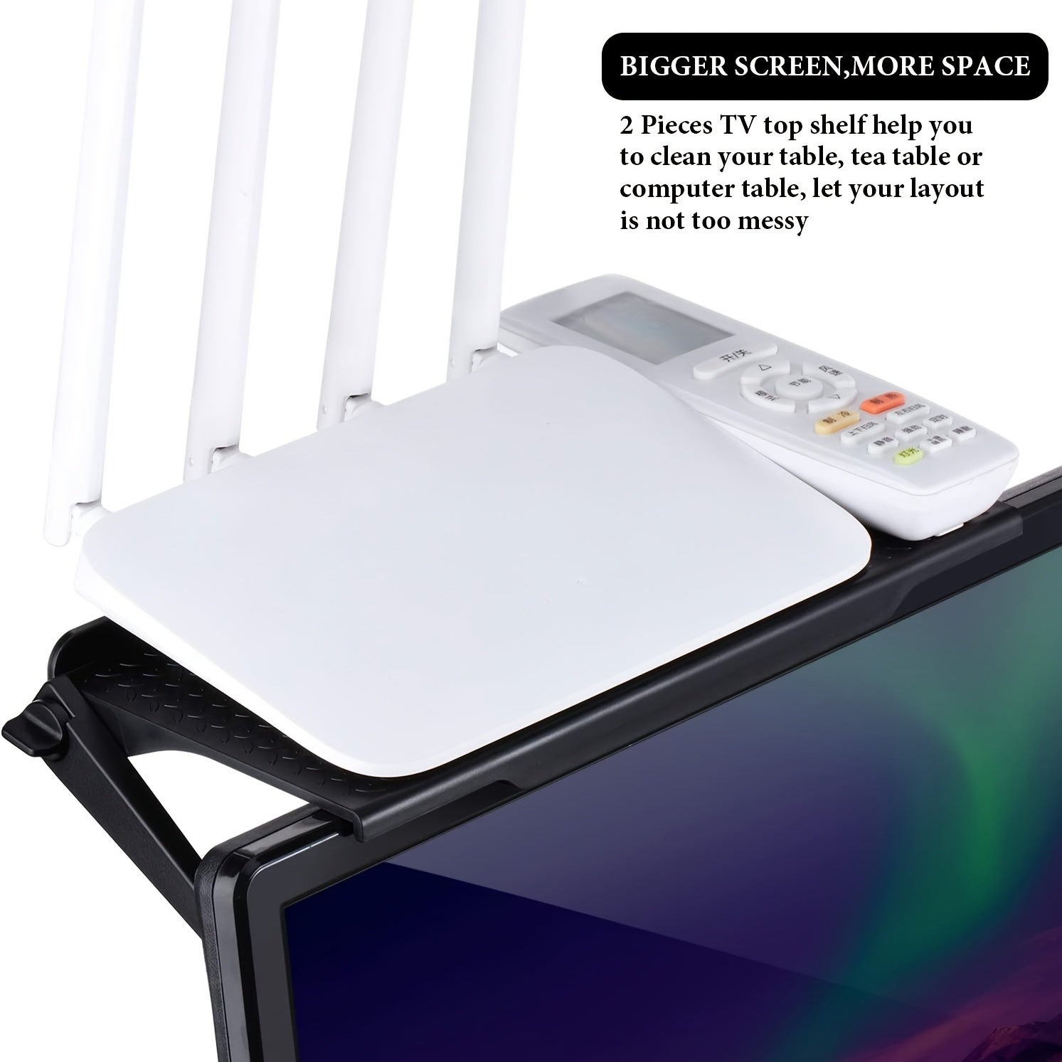 Adjustable TV Top Shelf Securely Store TV Monitor Cellphone Game Console
