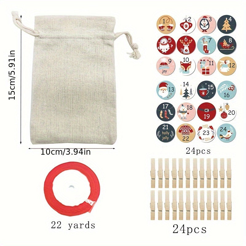 Christmas Cotton Drawstring Bag Gift Storage Bag Hanging Bag