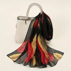 Chiffon Leaf Pattern Scarf Shawl for Summer Beach