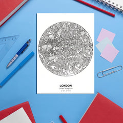 Large Cities Circle Maps Stickers for Children - Set of 1