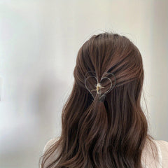 Heart Hair Claw Double Layer Back Head Clip Makeup Shark Claw Hair Accessory