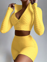 Women's Yoga Tracksuit Set Solid Long Sleeve Casual Sportswear