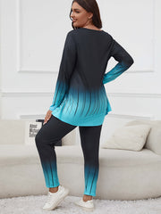Women's Plus Ombre Stripe Print Tunic Top & Leggings Set
