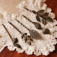 5pcs Retro Leaf Pattern Hair Clips for Party