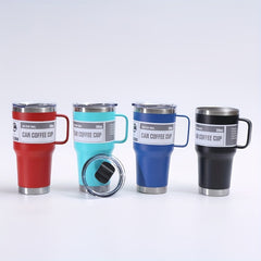 30oz Stainless Steel Insulated Tumbler With Handle, Straw & Lid